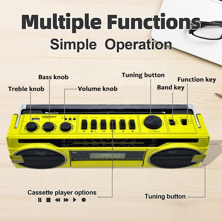 Personal Pink Electronics Double Audio Converter Usb Am Fm Sw 3 Band Radio Player Stereo Registratore A Cassette Recorder