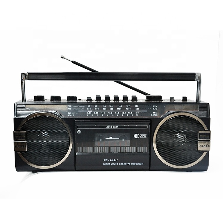 3 In 1 X-Bass Classic Retro Mp3 Player Portable Stereo Rechargeable USB TF Am Fm Sw Radio Cassette Recorder