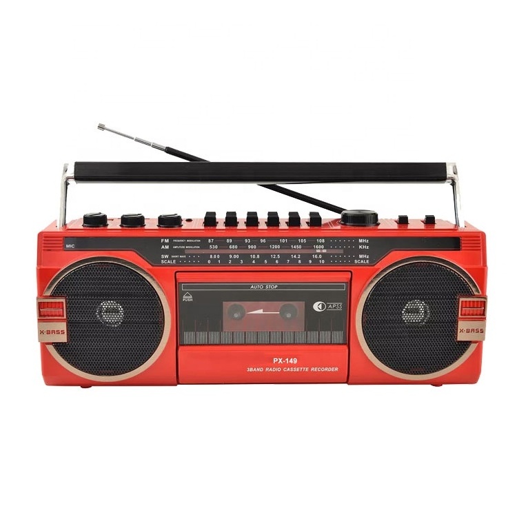 3 In 1 X-Bass Classic Retro Mp3 Player Portable Stereo Rechargeable USB TF Am Fm Sw Radio Cassette Recorder