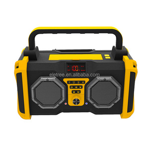 Yellow Ip65 Waterproof Usb Rechargeable Aux Input Dab+ Dab Fm Construction Speaker Perfect For Builders