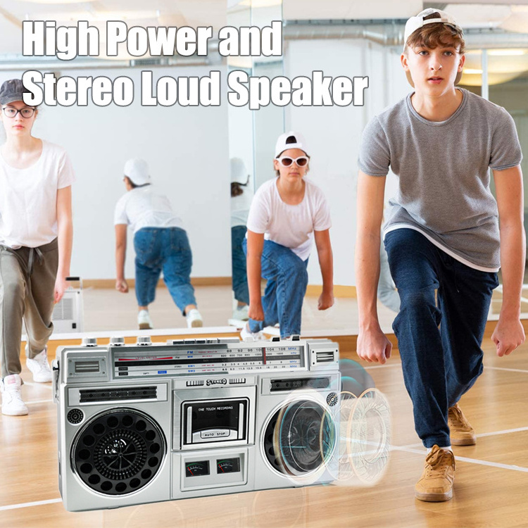 Portable 550 Old School Acrylic Stereo Tuner Cassette Player Speaker Radio Cassette Boombox With Fm Radio