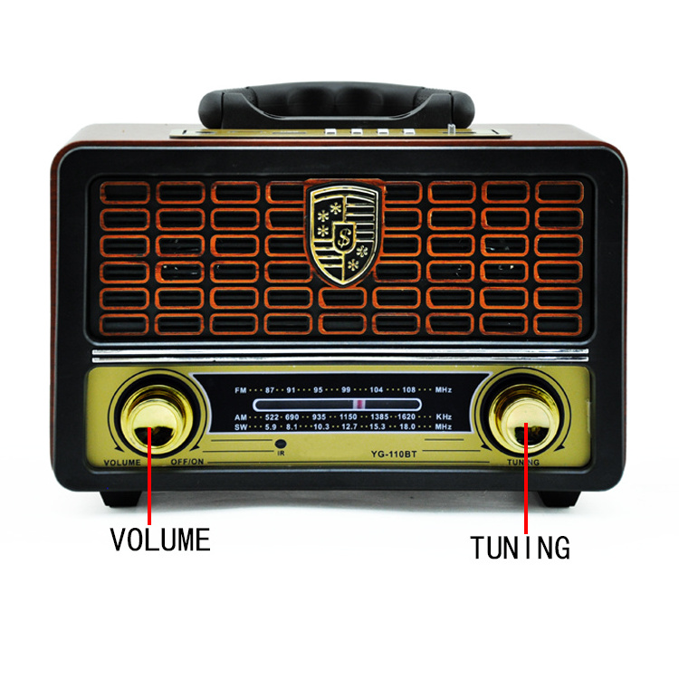 YG-110BT YG110BT Yuegan Christmas Gift Retro Portable Fm Radio Wireless Wood Music Player Wood Grain Audio Karaoke Speaker