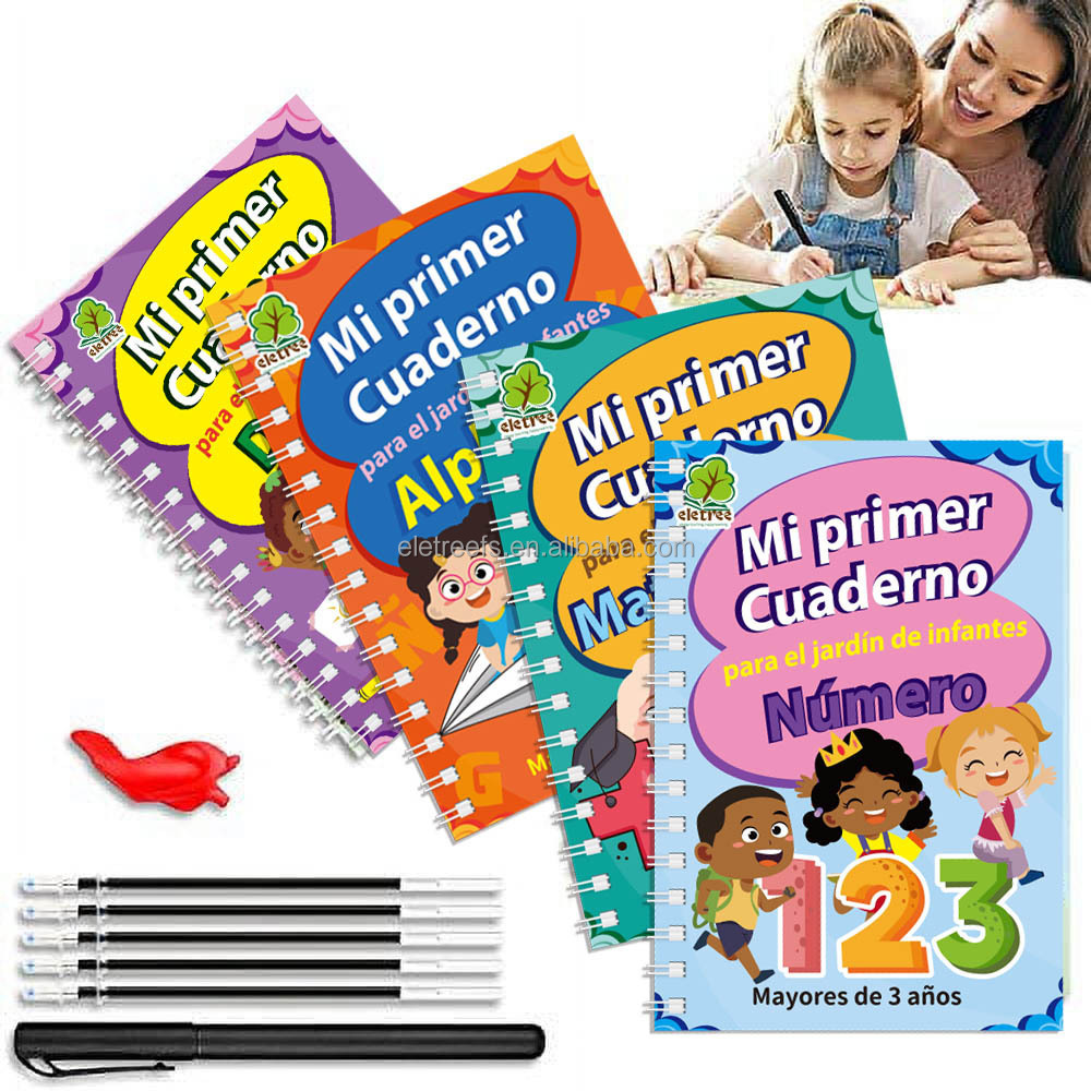 Children El Libro Grimorio Reusable Traceable Cursive Letters Alphabet Writing Book Letter Handwriting Exercise Book