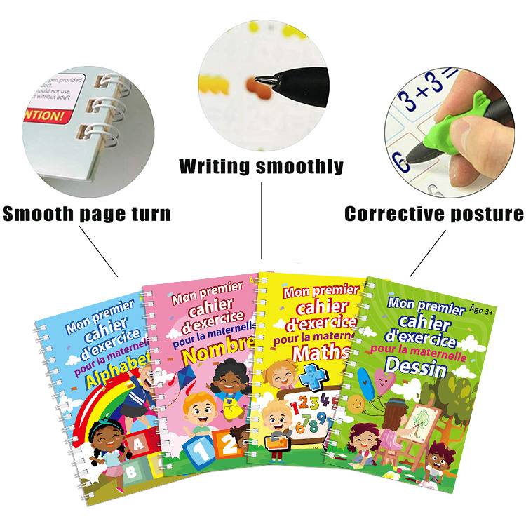 Foshan Eletree New Reusable Enfant Apprentissage French Groovd Magic Groove Control Drawing Calligraphy Hand Writing Book