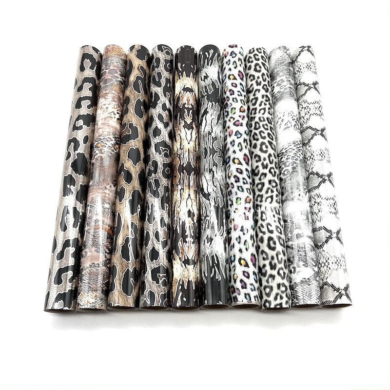 Leopard Print Camo Heat Transfer Vinyl Rolls 12'' X 10'' Printable Camouflage PU Film Sheets for Clothing and Textiles