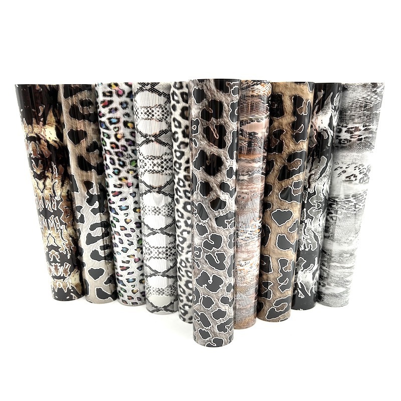 Leopard Print Camo Heat Transfer Vinyl Rolls 12'' X 10'' Printable Camouflage PU Film Sheets for Clothing and Textiles