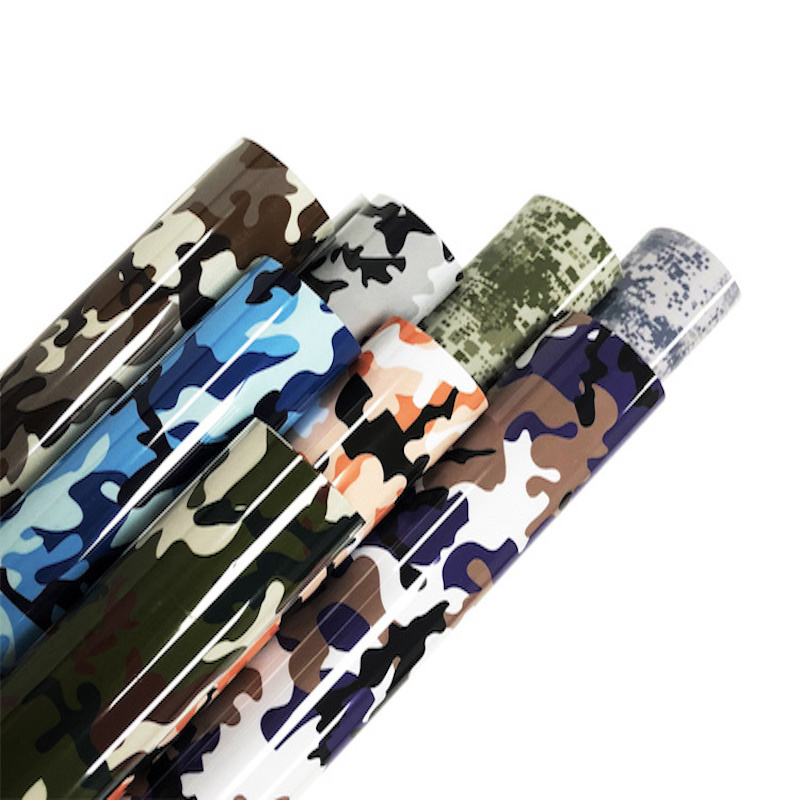 Camouflage Vinyl Iron-On Camo htv for Clothing Easy PU Heat Transfer High-Temperature Film Custom Size for Printing