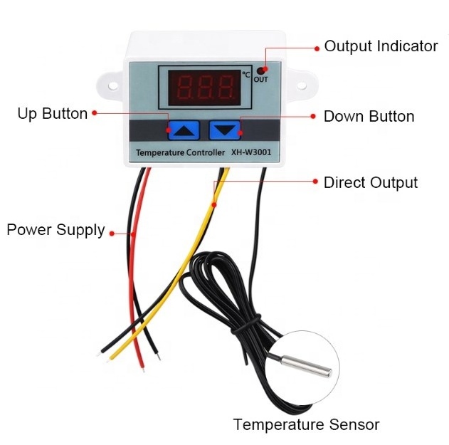 Digital Thermostat Microcomputer Temperature Controller XH-W3001 Temperature Switch