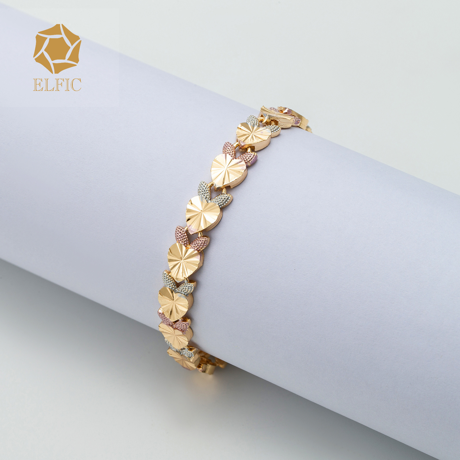 Elfic American and dubai best selling jewelry 18K Gold Plated simple Bracelet hollow Bracelet for men women