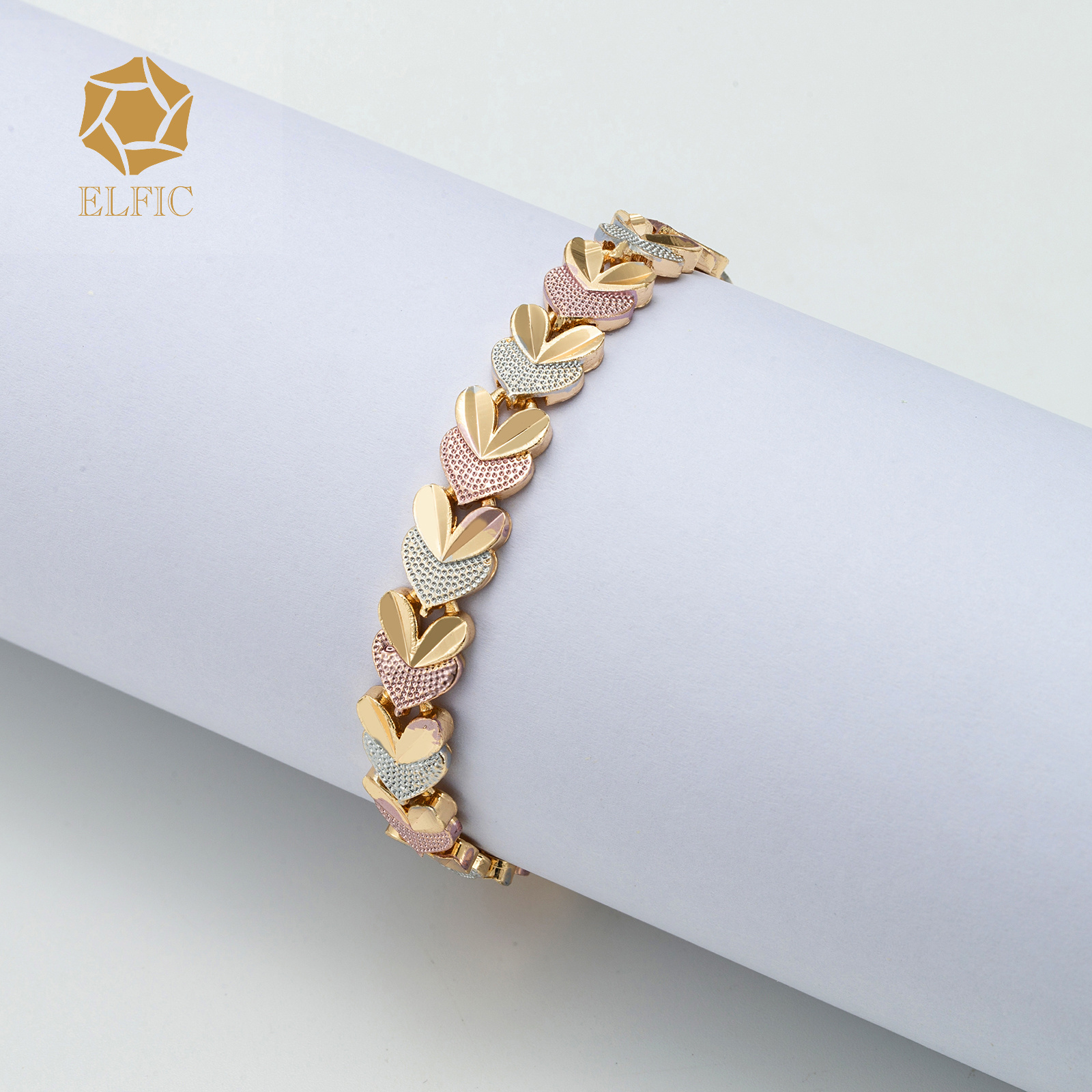 Elfic American and dubai best selling jewelry 18K Gold Plated simple Bracelet hollow Bracelet for men women