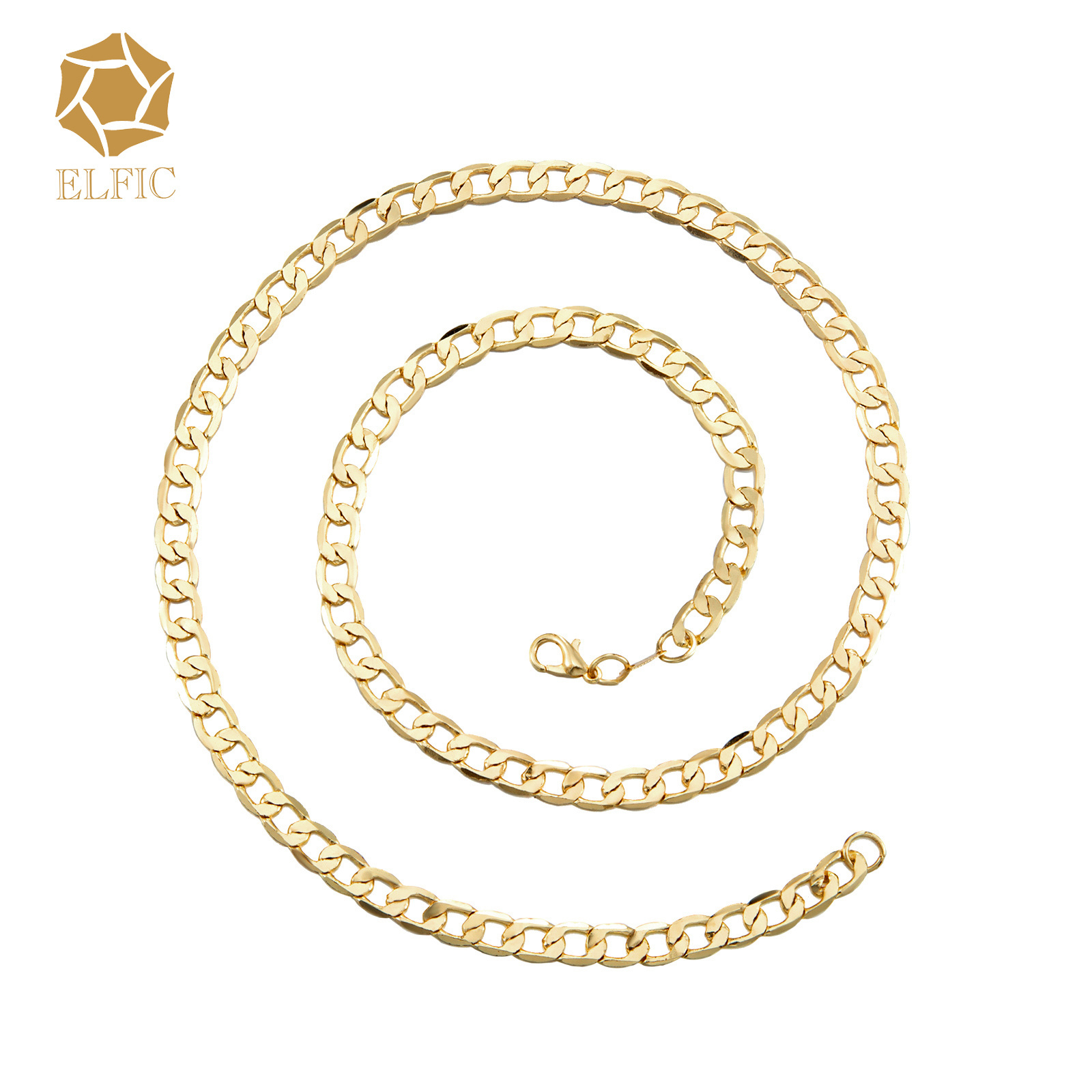 Elfic 14K Gold Plating 18inches 24inches Hip hop Chain Necklace gold chains chains