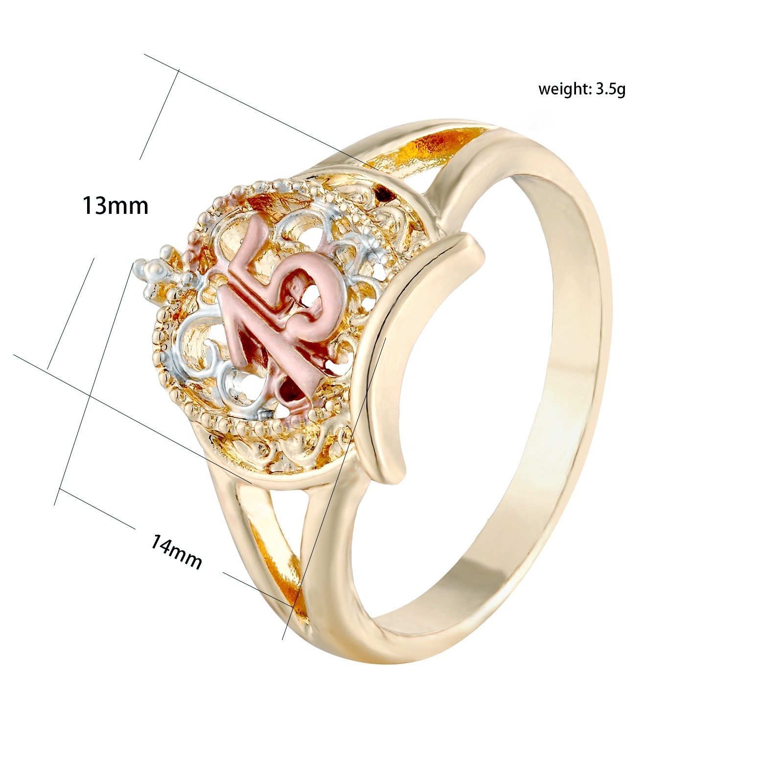 Elfic Religious Virgin Fashion Crown Three Color Ring 15 Year Old Adult Gift CHRISTIAN Trendy Engagement Rings for Women Zircon