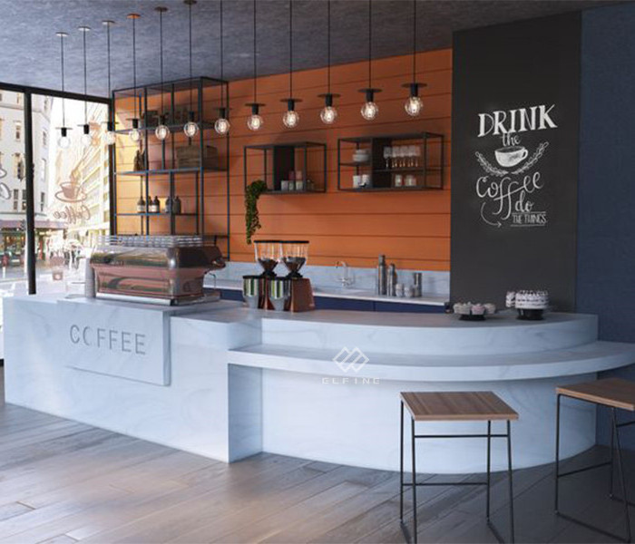 commercial coffee shop modern design fast food restaurant marble bar counters