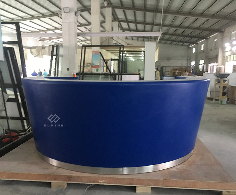 High end  blue color European  style acrylic solid surface/ artificial marble design circular reception desk