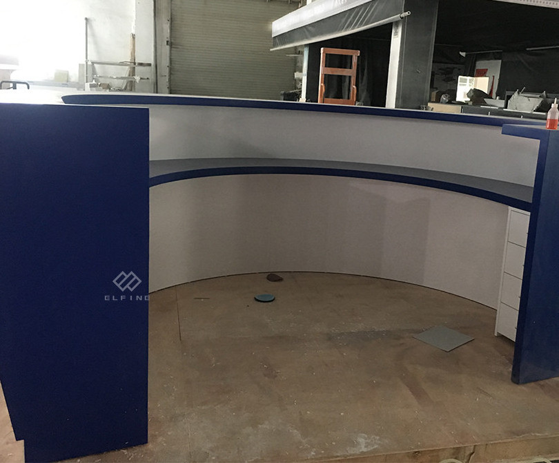 High end  blue color European  style acrylic solid surface/ artificial marble design circular reception desk