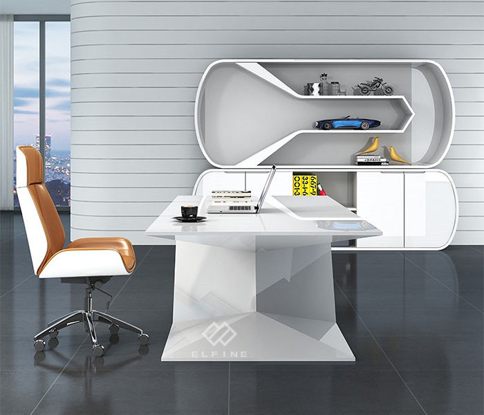 Marble top white office desk solid surface office desk