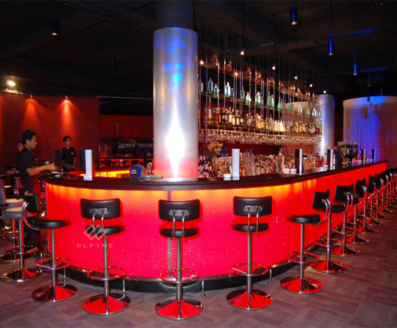 Luminous night club bar counter design semi-circle acrylic solid surface bar counter