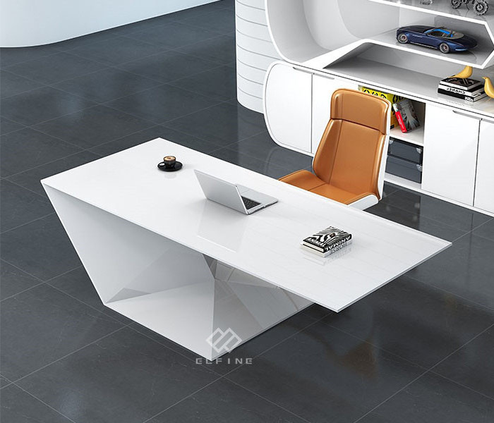 Marble top white office desk solid surface office desk