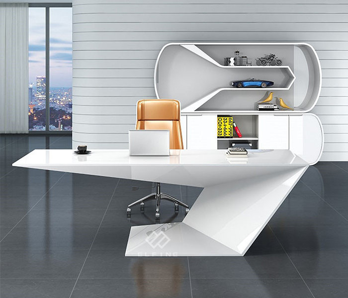 Marble top white office desk solid surface office desk