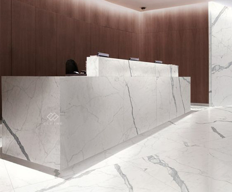 Unique design fast food cashier desk faux marble hair salon reception counter