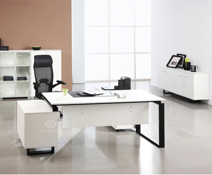 China supplier curved marble acrylic office table black office desk