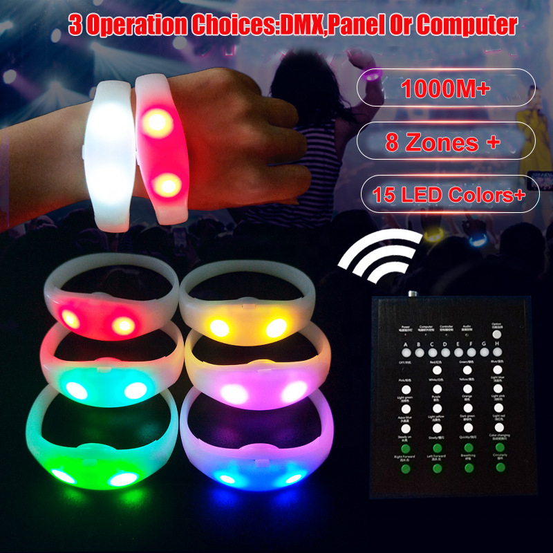 Custom Logo Remote Controlled LED Bracelet DMX Control LED Wristband For Sport Event