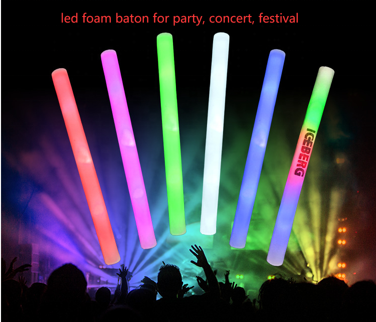 Concert Multi Color LED Foam Light Stick Glow Baton Promotional LED Glow Foam Stick Light Up Foam Baton For Party Wedding and C