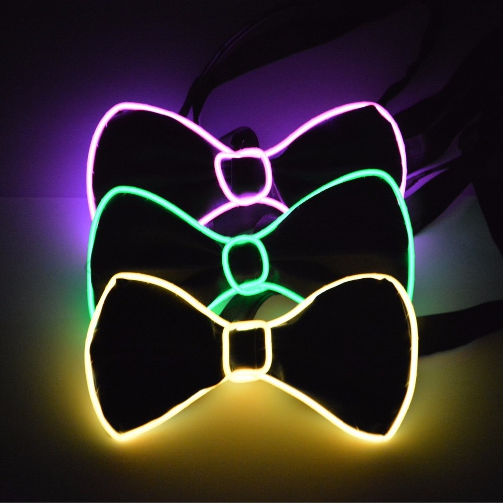 2018 hot selling heap el wire bow tie ,flashing sound actived bow ties,led tie