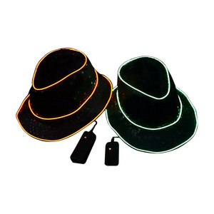 Hot Sell Fashion EL Led Light Up Cowboy Caps Flashing EL Wire Colorful Party Favor Hats Glowing Neon Hat