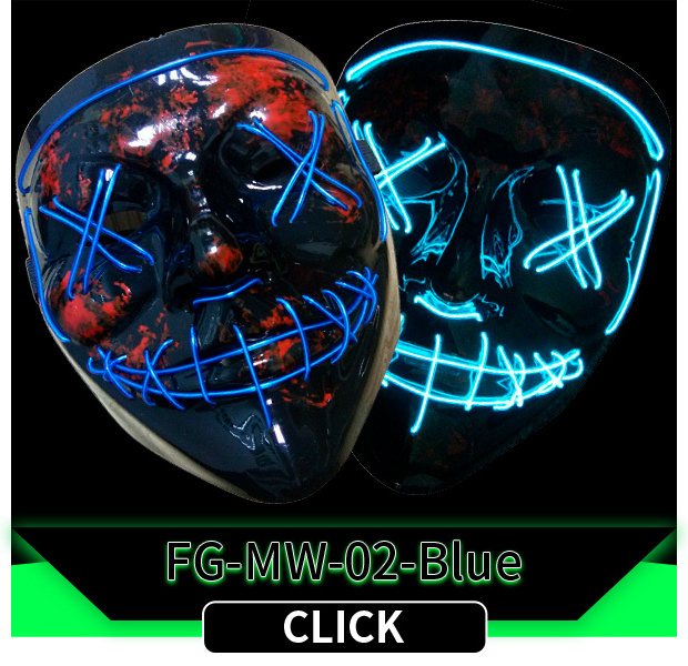 Hot Selling Halloween Led Light Up Scary Neon EL Wire face Mask LED Glowing Purge funny mask