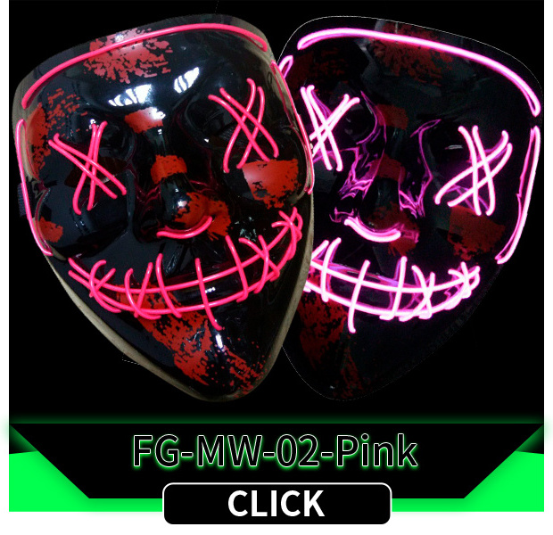 Hot Selling Halloween Led Light Up Scary Neon EL Wire face Mask LED Glowing Purge funny mask