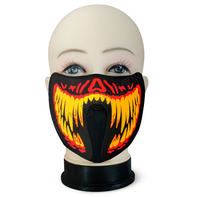 New arrival EL lighting panel face mask rechargeable wholesale led sound activated party mask