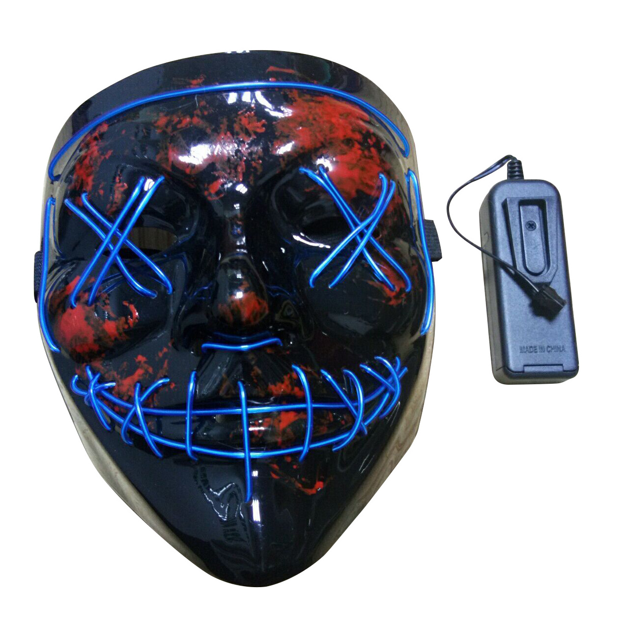 Hot Selling Halloween Led Light Up Scary Neon EL Wire face Mask LED Glowing Purge funny mask