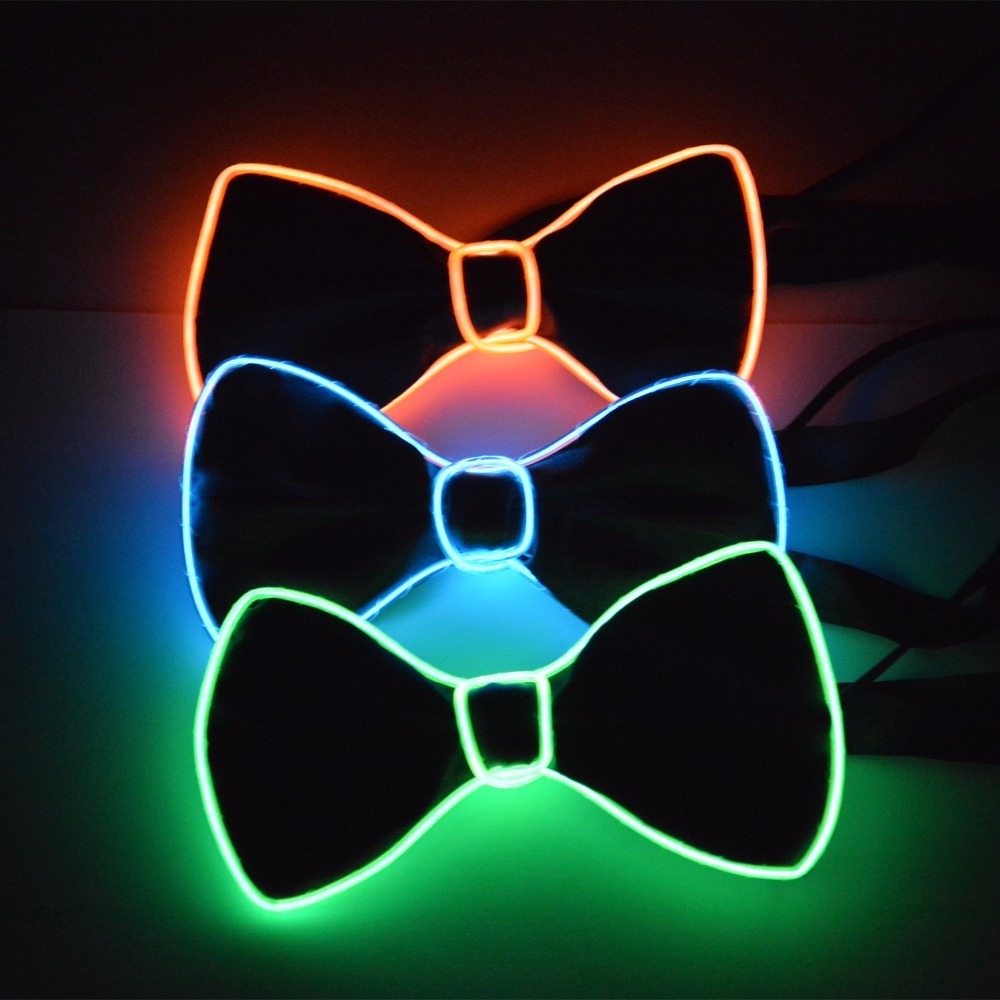 2018 hot selling heap el wire bow tie ,flashing sound actived bow ties,led tie