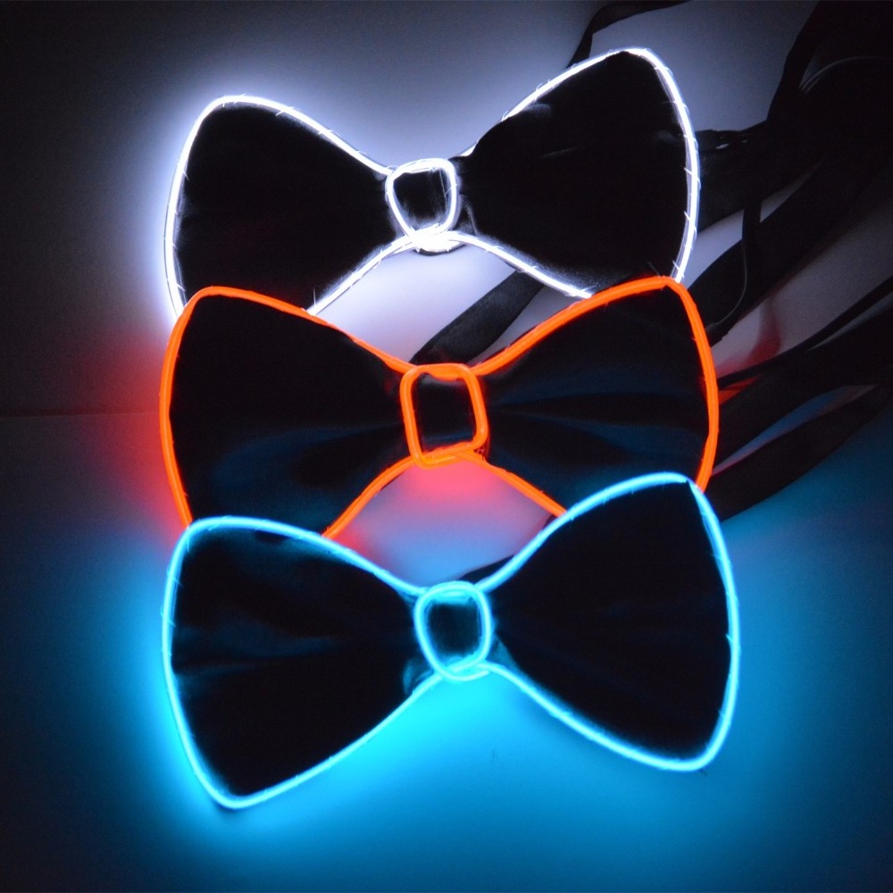 2018 hot selling heap el wire bow tie ,flashing sound actived bow ties,led tie