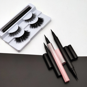 New design self adhesive eyeliner pencil 3d mink eyelashes private label mink lashes magic eyeliner glue pen