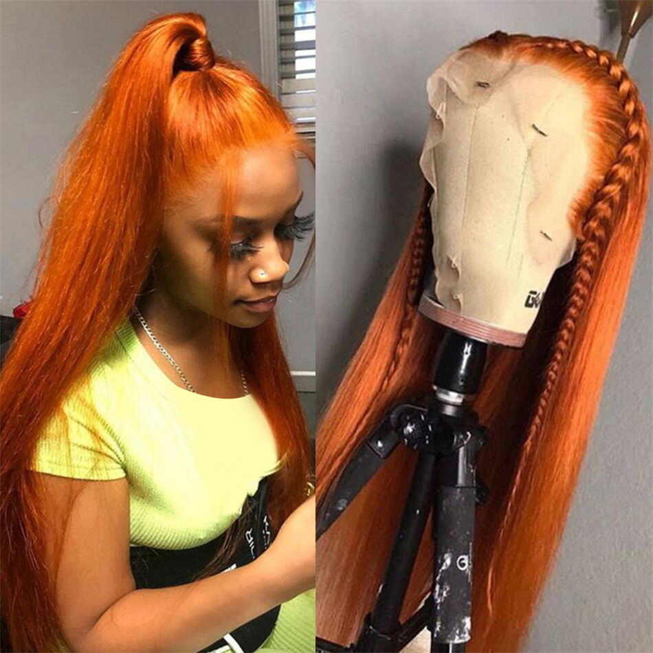 Wholesale Ginger Orange Wigs Human Hair Lace Front Full Lace Human Hair Wigs HD 350 Color Ginger Lace Front Wigs For Black Women