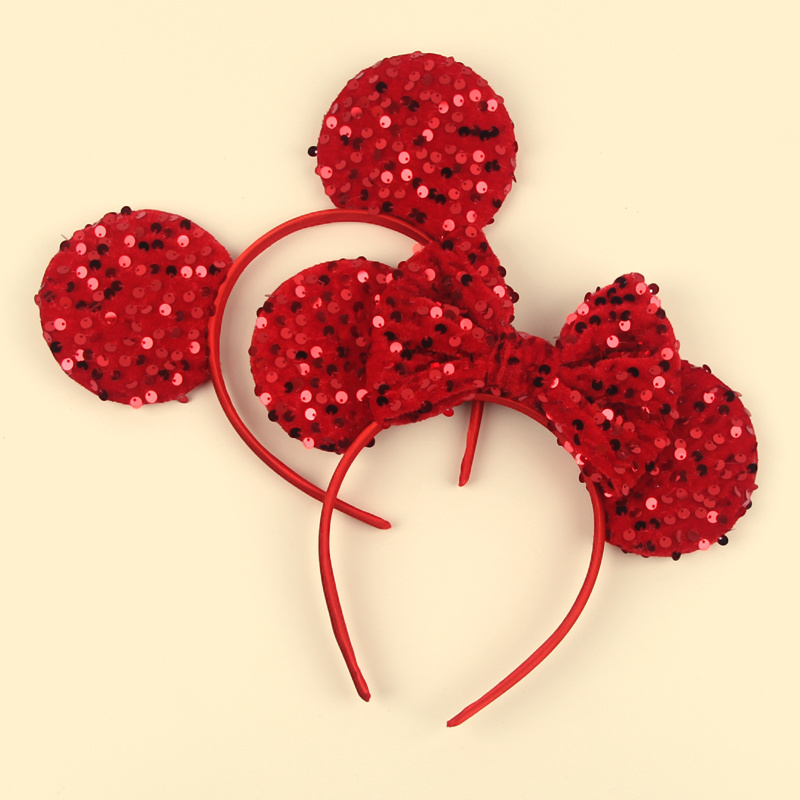 New Products Cute Summer Kids Hair Accessories Shiny Bows Mouse Ears Headbands For Children Birthday Parties