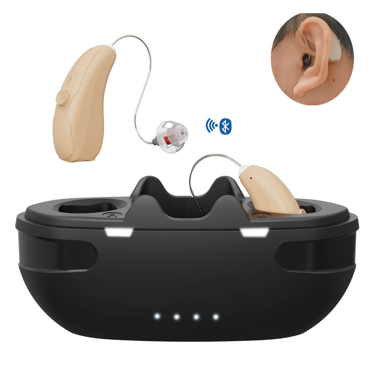 Trend 2024 new arrival ric wireless bte bluetooth digital hearing aid rechargeable hearing aids for seniors deafness