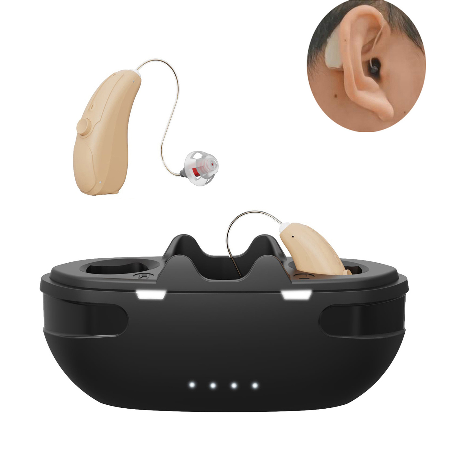 2024 new products ric bte hearing aid with app digital deafness hearing aids rechargeable bluetooth for seniors