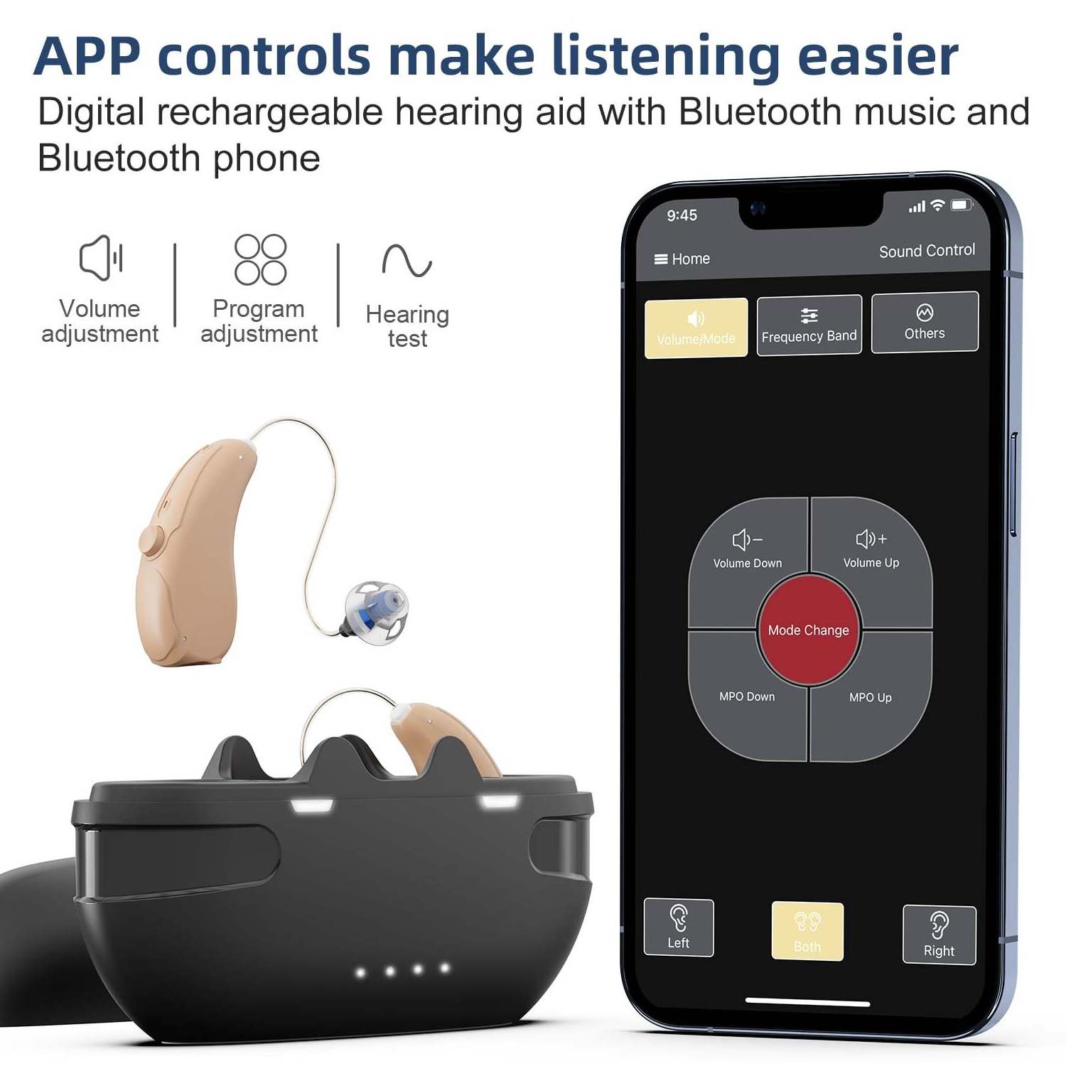 Trend 2024 new arrival ric wireless bte bluetooth digital hearing aid rechargeable hearing aids for seniors deafness