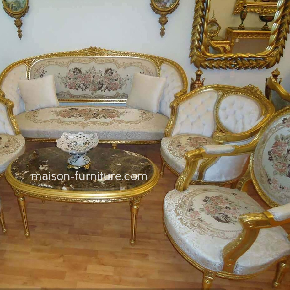 Luxury Antique French Aubusson Tapestry Sofa Set living room furniture set designs royal furniture sofa set