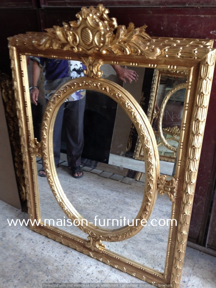 Reliable manufacturer gold frame mirror antique gold leaf frame wall decorative mirrors with wooden frame with good price