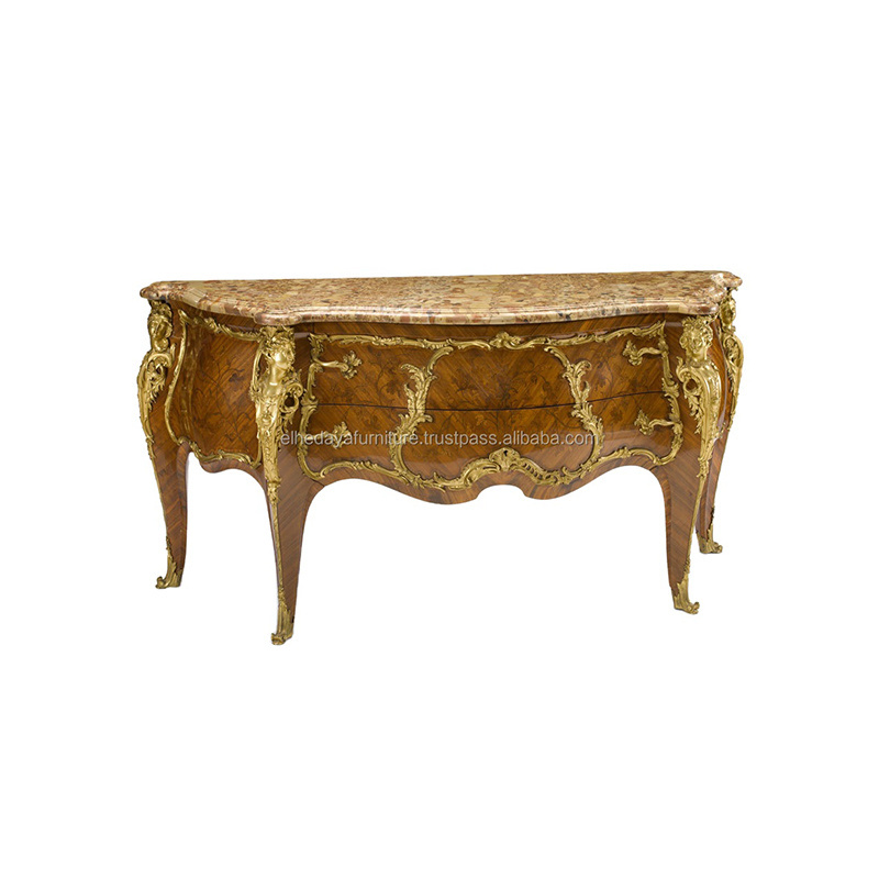 Best choice and best discountsFrench Louis XV style gilt bronze mounted marquetry commode antique chest of drawers