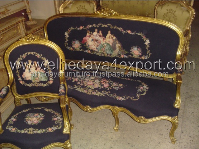 Luxury Antique French Aubusson Tapestry Sofa Set living room furniture set designs royal furniture sofa set