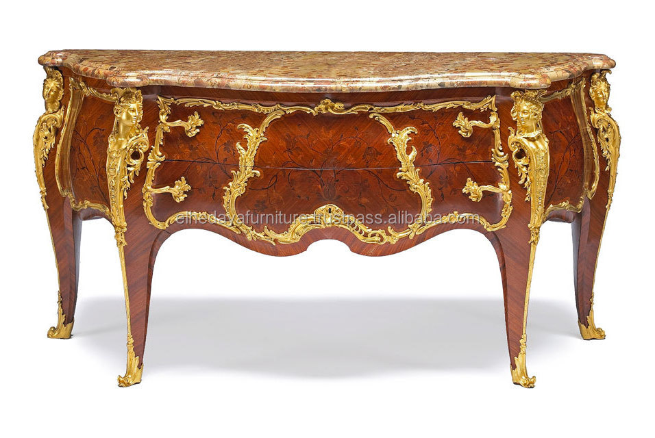 Best choice and best discountsFrench Louis XV style gilt bronze mounted marquetry commode antique chest of drawers