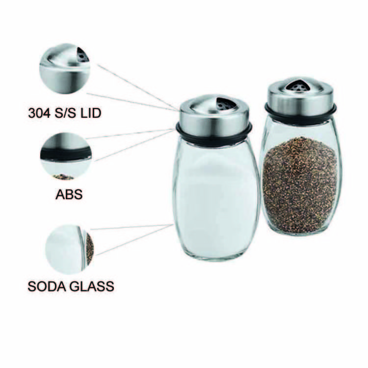 Wholesale 110ml  Salt and Pepper Shakers with Stainless Steel Lid for Family Kitchen