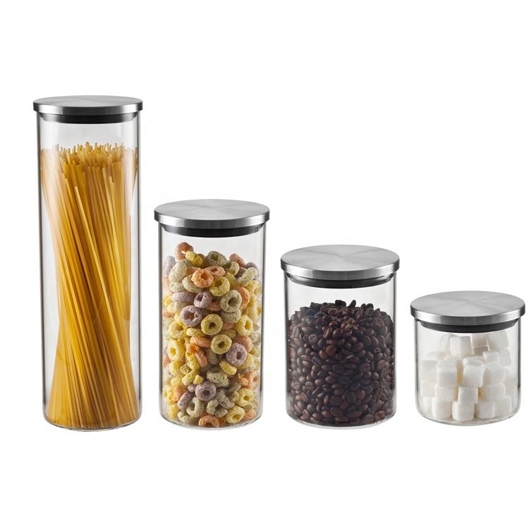 Kitchen Glass Jars with Lids 4 PCS Sets Food Storage Box for Kitchen Grain Rice Container