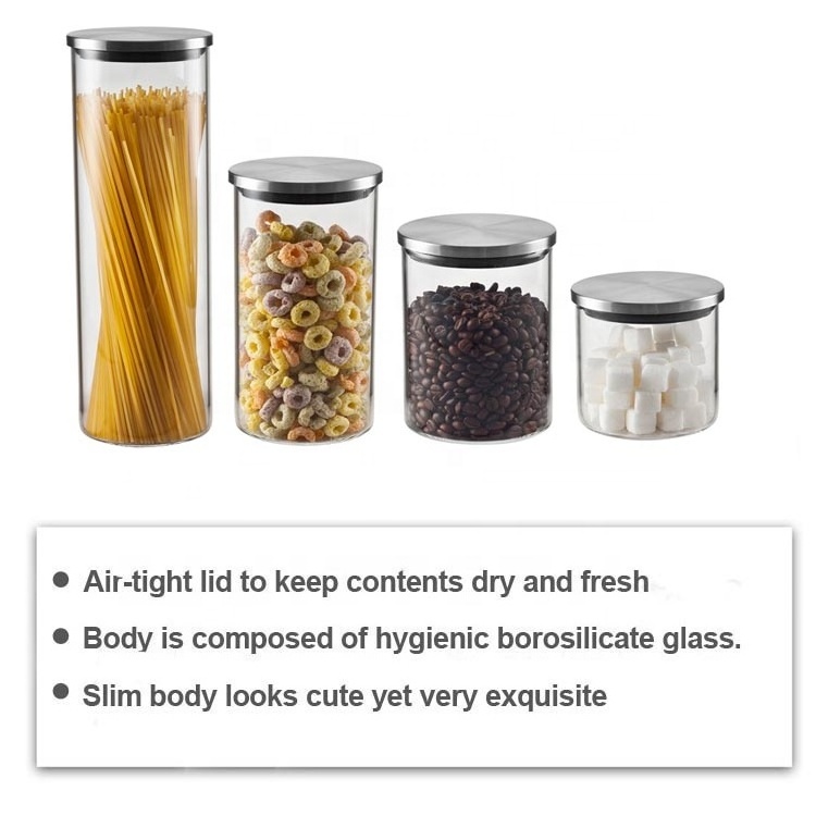 Kitchen Glass Jars with Lids 4 PCS Sets Food Storage Box for Kitchen Grain Rice Container