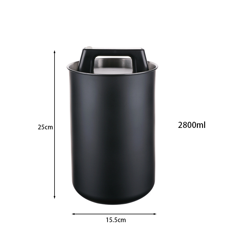 Modern High Quality Black Airtight Food Coffee beans Storage Canister Tank Stainless steel Jars for Kitchen